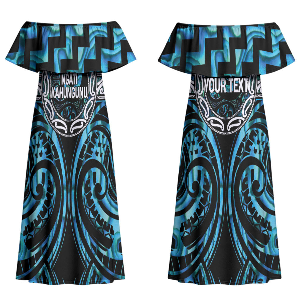 Aotearoa Ngati Kahungunu Personalised Couples Matching Off Shoulder Maxi Dress and Hawaiian Shirt Maori Iwi Poutama Puhoro Tattoo LT14 - Polynesian Pride
