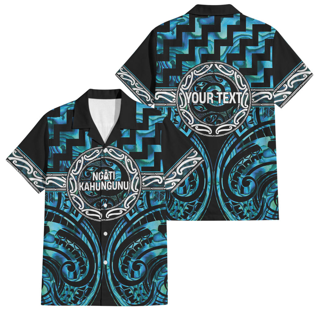 Aotearoa Ngati Kahungunu Personalised Family Matching Summer Maxi Dress and Hawaiian Shirt Maori Iwi Poutama Puhoro Tattoo LT14 Dad's Shirt - Short Sleeve Turquoise - Polynesian Pride