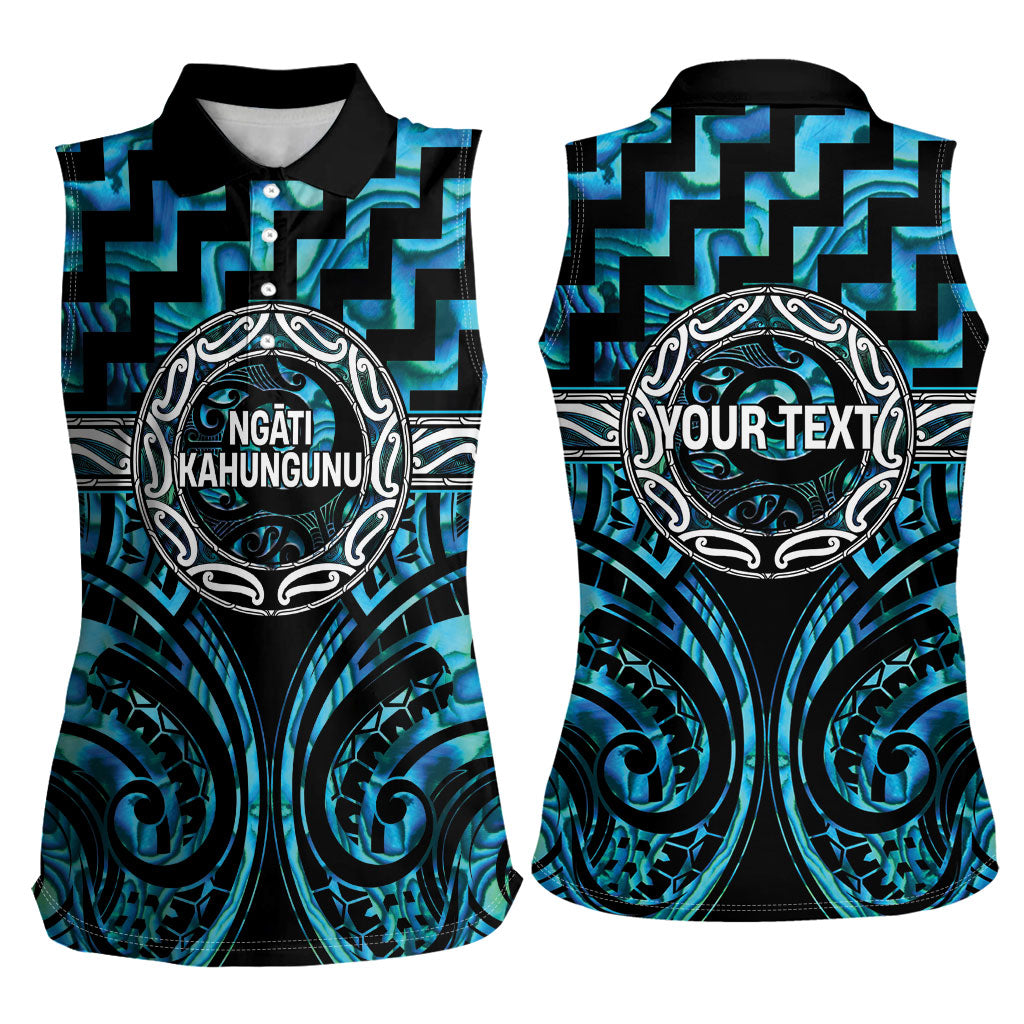Aotearoa Ngati Kahungunu Personalised Women Sleeveless Polo Shirt Maori Iwi Poutama Puhoro Tattoo LT14 - Polynesian Pride