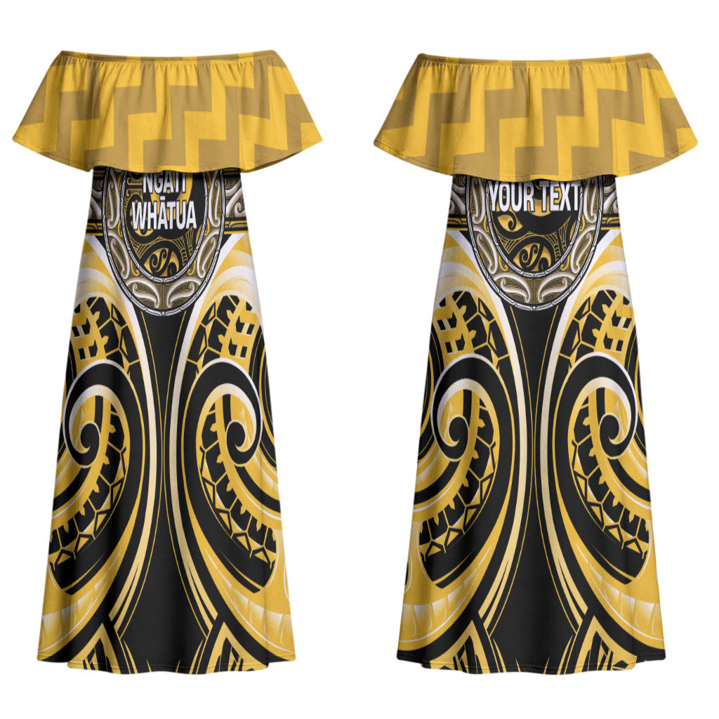 Aotearoa Ngati Whatua Personalised Couples Matching Off Shoulder Maxi Dress and Hawaiian Shirt Maori Iwi Poutama Puhoro Tattoo LT14 - Polynesian Pride
