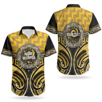 Aotearoa Ngati Whatua Personalised Couples Matching Off Shoulder Short Dress and Hawaiian Shirt Maori Iwi Poutama Puhoro Tattoo LT14 - Polynesian Pride