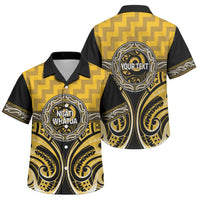 Aotearoa Ngati Whatua Personalised Family Matching Off Shoulder Maxi Dress and Hawaiian Shirt Maori Iwi Poutama Puhoro Tattoo LT14 Son's Shirt Yellow - Polynesian Pride