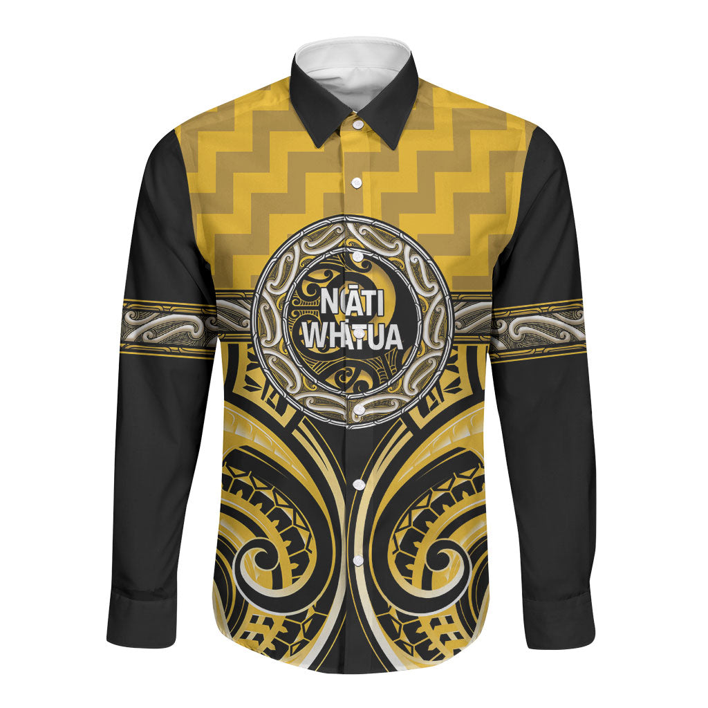 Aotearoa Ngati Whatua Personalised Long Sleeve Button Shirt Maori Iwi Poutama Puhoro Tattoo LT14 Unisex Yellow - Polynesian Pride