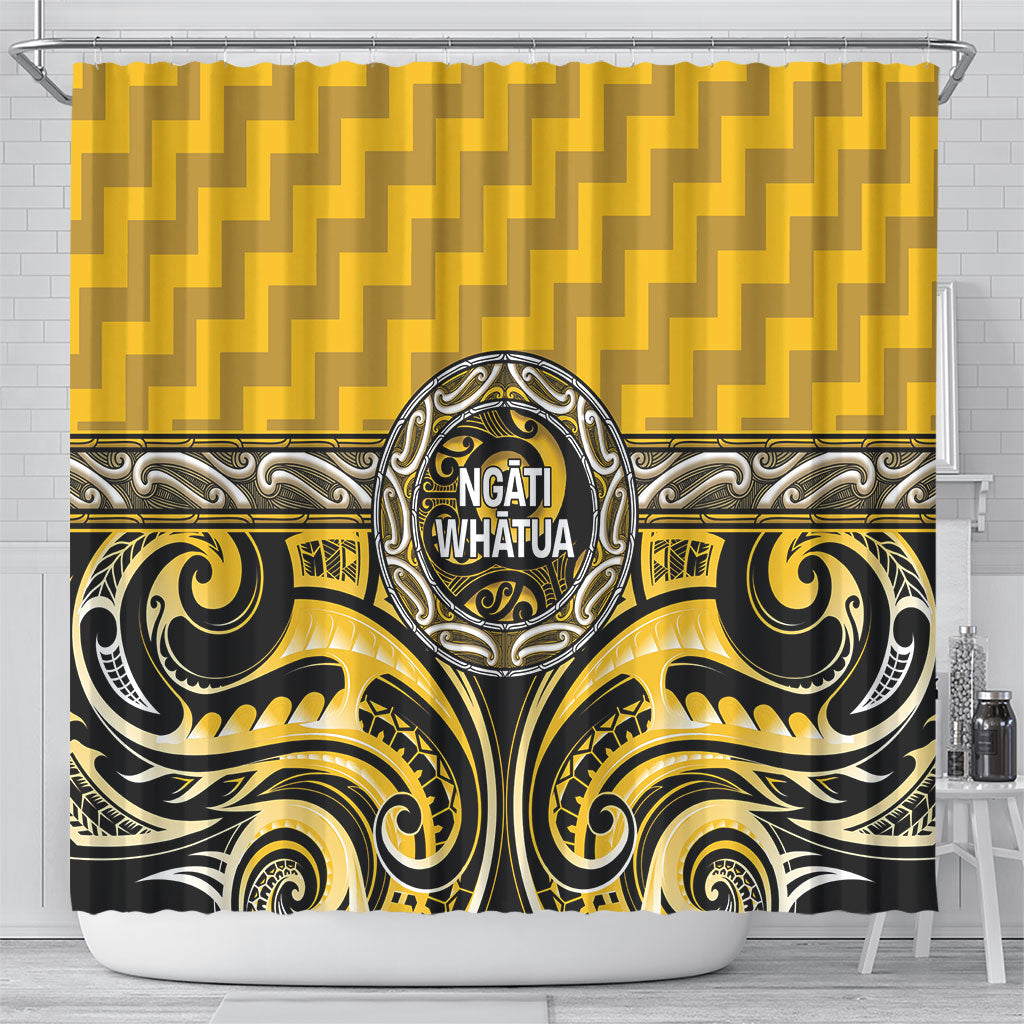 Aotearoa Ngati Whatua Shower Curtain Maori Iwi Poutama Puhoro Tattoo LT14 - Polynesian Pride