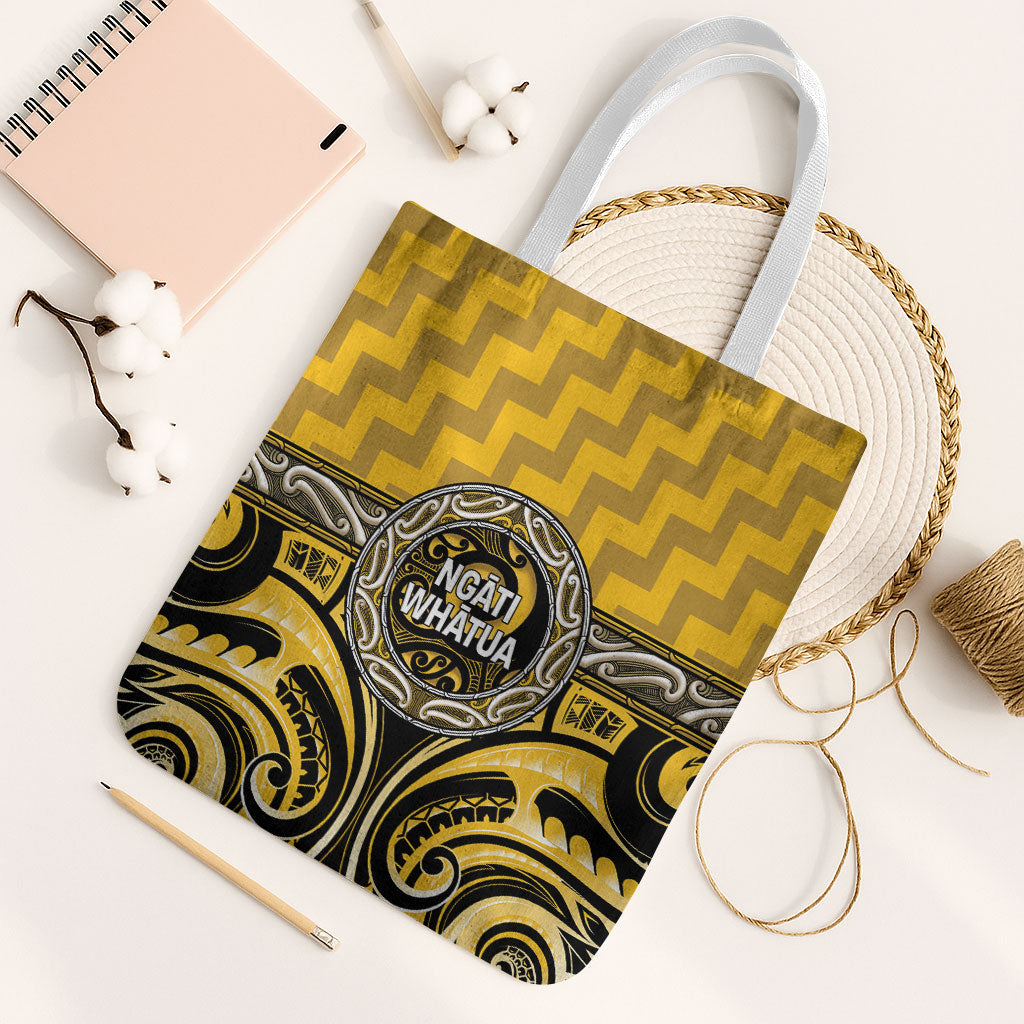 Aotearoa Ngati Whatua Tote Bag Maori Iwi Poutama Puhoro Tattoo LT14 White Strap One Size Yellow - Polynesian Pride