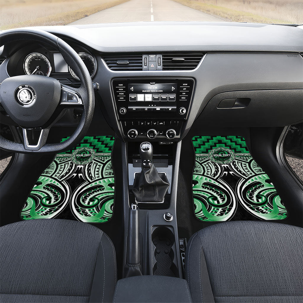 Aotearoa Ngati Maniapoto Personalised Car Mats Maori Iwi Poutama Puhoro Tattoo LT14 Set 2pcs - Front Green - Polynesian Pride