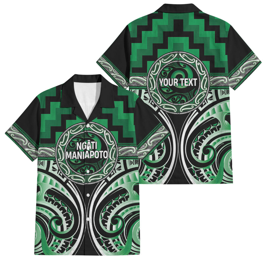 Aotearoa Ngati Maniapoto Personalised Family Matching Long Sleeve Bodycon Dress and Hawaiian Shirt Maori Iwi Poutama Puhoro Tattoo LT14 Dad's Shirt - Short Sleeve Green - Polynesian Pride