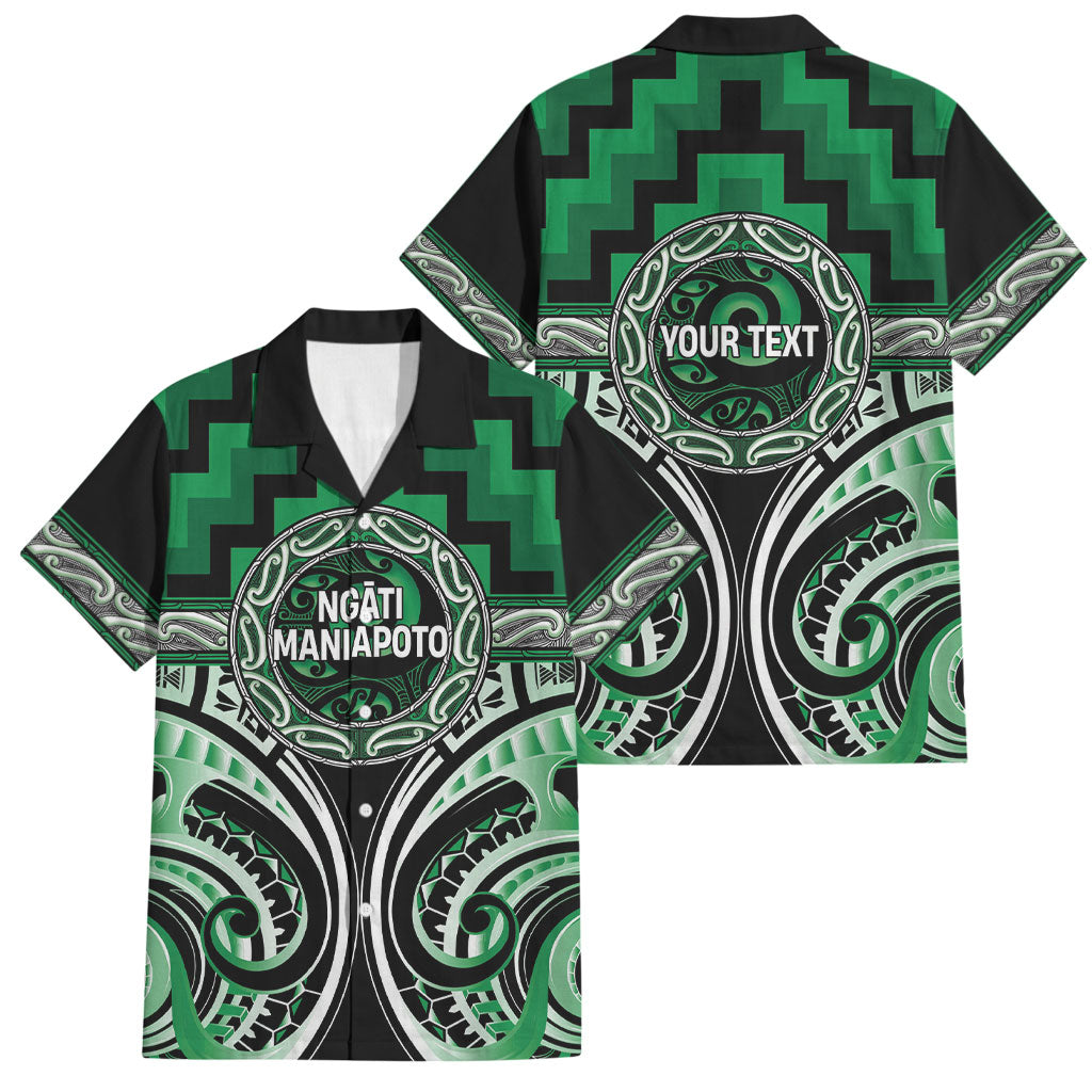 Aotearoa Ngati Maniapoto Personalised Family Matching Mermaid Dress and Hawaiian Shirt Maori Iwi Poutama Puhoro Tattoo LT14 Dad's Shirt - Short Sleeve Green - Polynesian Pride