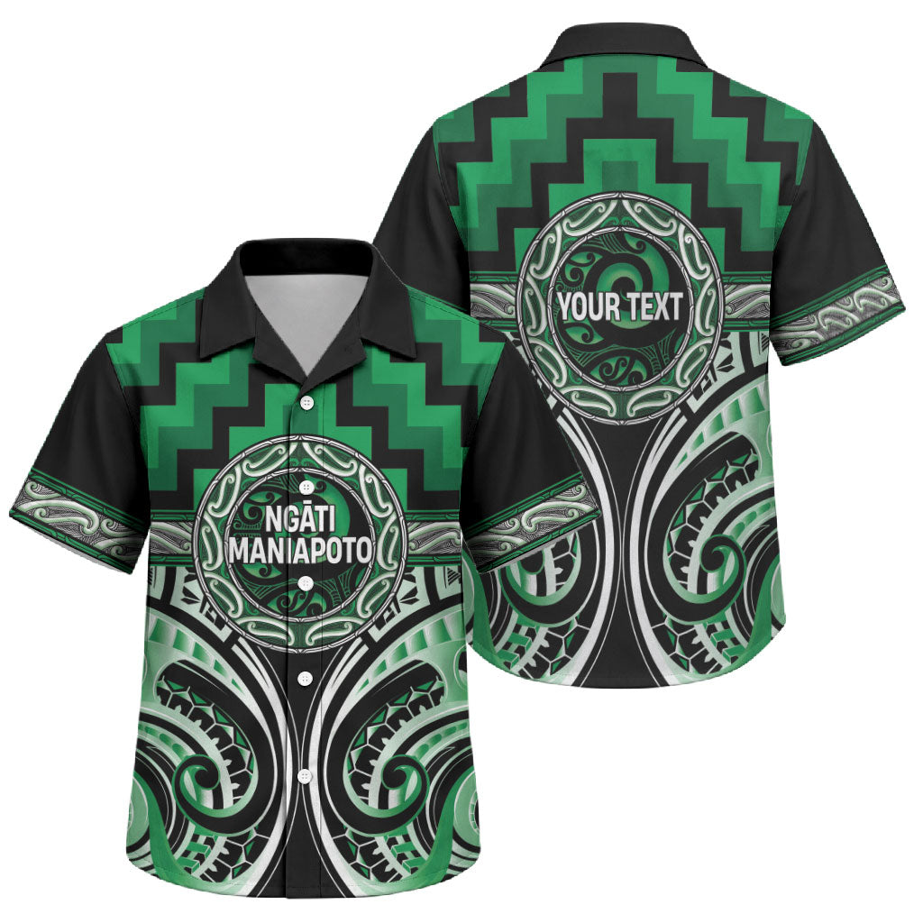 Aotearoa Ngati Maniapoto Personalised Family Matching Off Shoulder Short Dress and Hawaiian Shirt Maori Iwi Poutama Puhoro Tattoo LT14 Son's Shirt Green - Polynesian Pride