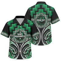 Aotearoa Ngati Maniapoto Personalised Family Matching Tank Maxi Dress and Hawaiian Shirt Maori Iwi Poutama Puhoro Tattoo LT14 Son's Shirt Green - Polynesian Pride