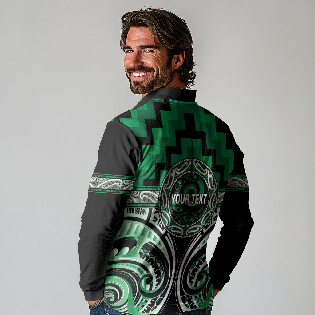 Aotearoa Ngati Maniapoto Personalised Long Sleeve Polo Shirt Maori Iwi Poutama Puhoro Tattoo LT14 - Polynesian Pride