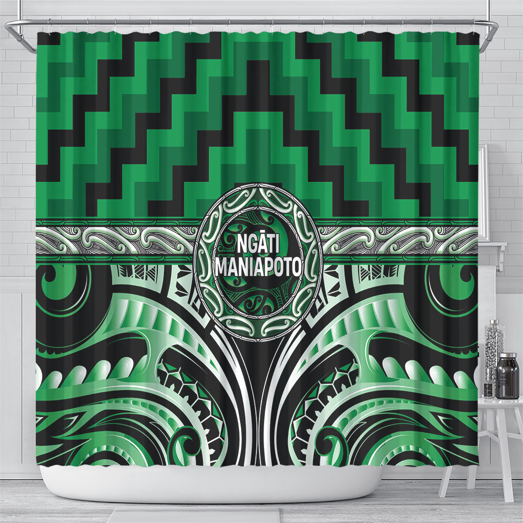 Aotearoa Ngati Maniapoto Shower Curtain Maori Iwi Poutama Puhoro Tattoo LT14 - Polynesian Pride