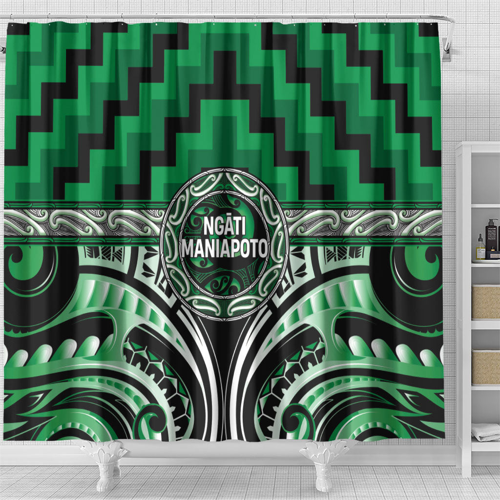 Aotearoa Ngati Maniapoto Shower Curtain Maori Iwi Poutama Puhoro Tattoo LT14 - Polynesian Pride