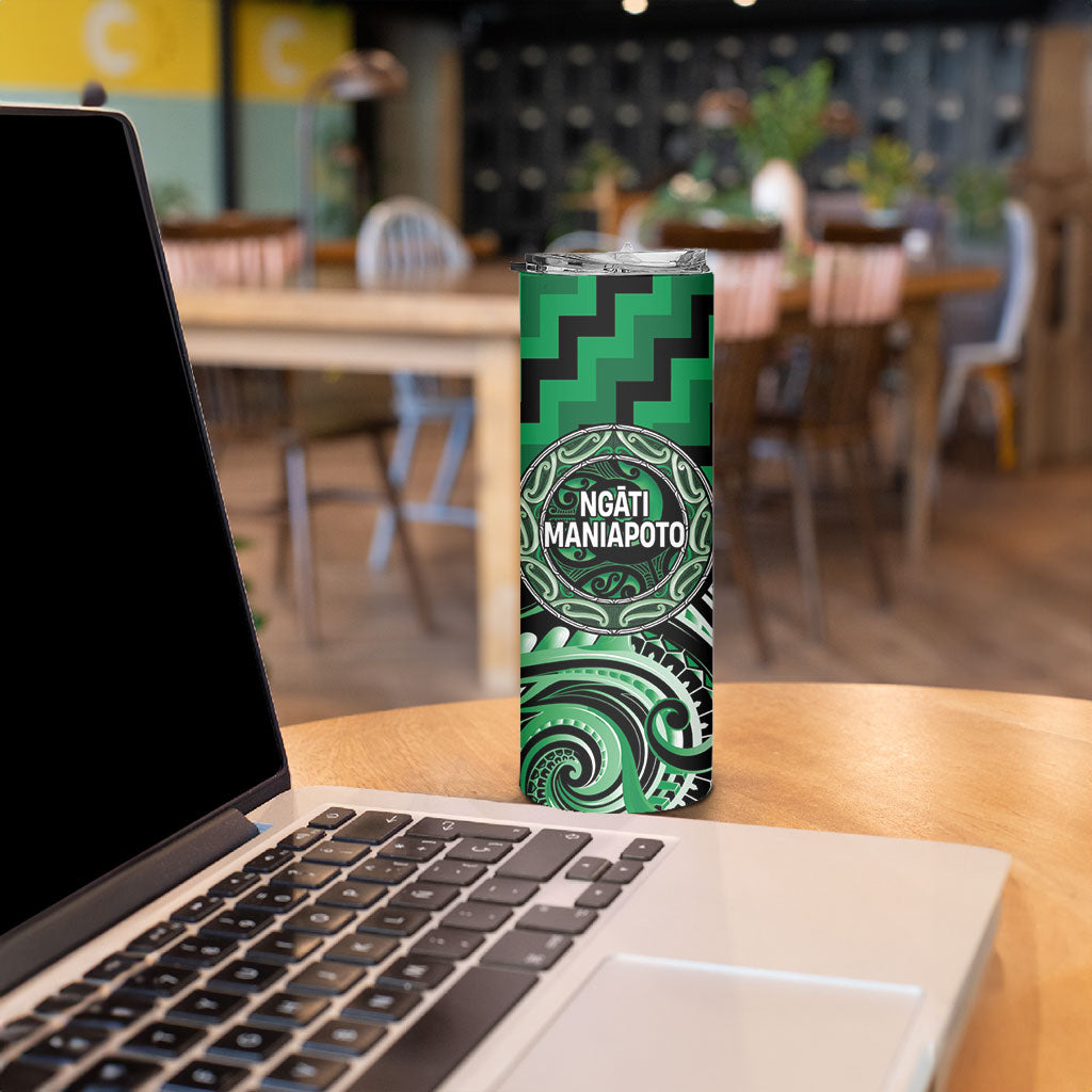 Aotearoa Ngati Maniapoto Personalised Skinny Tumbler Maori Iwi Poutama Puhoro Tattoo LT14 - Polynesian Pride