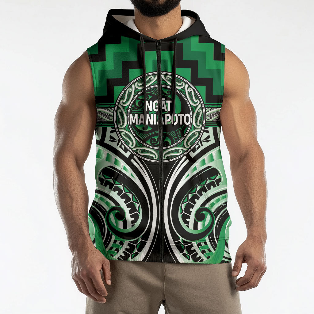 Aotearoa Ngati Maniapoto Personalised Sleeveless Zip Hoodie Maori Iwi Poutama Puhoro Tattoo LT14 - Polynesian Pride