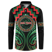 Aotearoa Ngai Tuhoe Personalised Button Sweatshirt Maori Iwi Poutama Puhoro Tattoo LT14 Green - Polynesian Pride