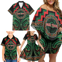 Aotearoa Ngai Tuhoe Personalised Family Matching Off Shoulder Short Dress and Hawaiian Shirt Maori Iwi Poutama Puhoro Tattoo LT14 - Polynesian Pride