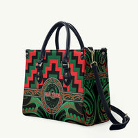 Aotearoa Ngai Tuhoe Leather Bag Maori Iwi Poutama Puhoro Tattoo LT14 Green - Polynesian Pride