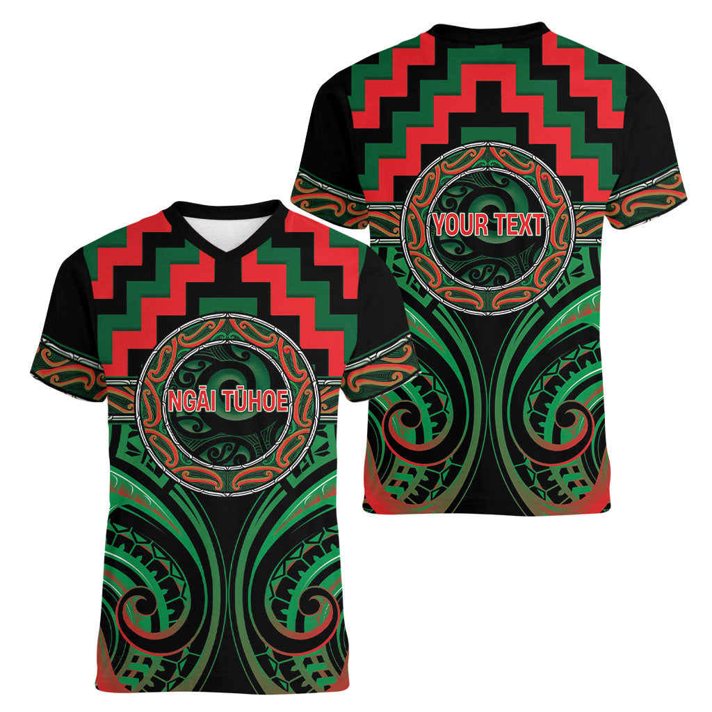 Aotearoa Ngai Tuhoe Personalised Women V-Neck T-Shirt Maori Iwi Poutama Puhoro Tattoo LT14 - Polynesian Pride