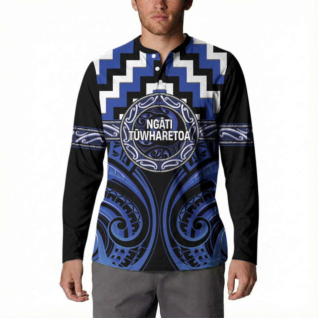 Aotearoa Ngati Tuwharetoa Personalised Button Sweatshirt Maori Iwi Poutama Puhoro Tattoo LT14 - Polynesian Pride