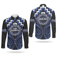 Aotearoa Ngati Tuwharetoa Personalised Couples Matching Off The Shoulder Long Sleeve Dress and Long Sleeve Button Shirt Maori Iwi Poutama Puhoro Tattoo LT14 - Polynesian Pride