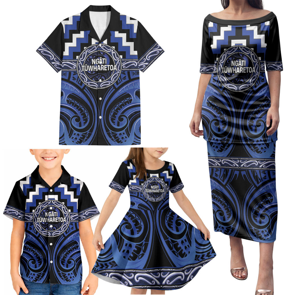 Aotearoa Ngati Tuwharetoa Personalised Family Matching Puletasi and Hawaiian Shirt Maori Iwi Poutama Puhoro Tattoo LT14 - Polynesian Pride