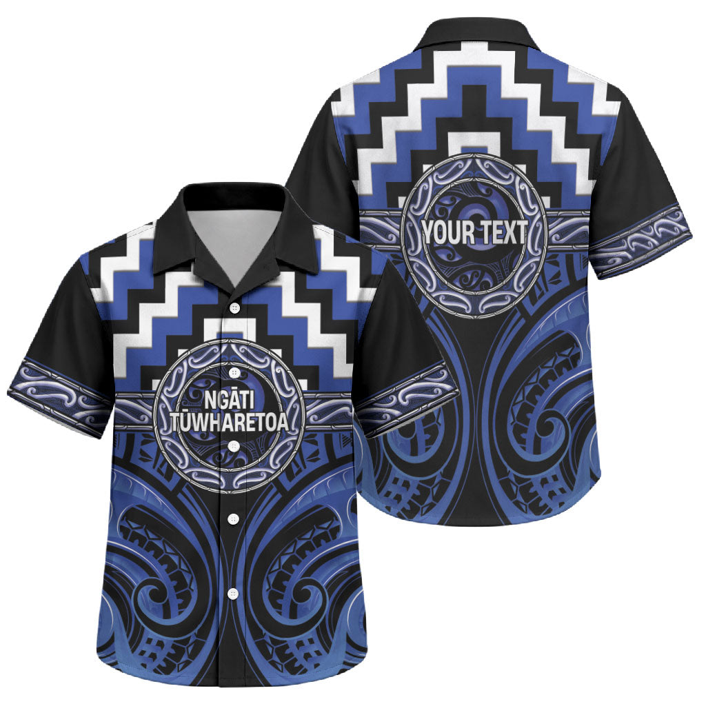 Aotearoa Ngati Tuwharetoa Personalised Family Matching Puletasi and Hawaiian Shirt Maori Iwi Poutama Puhoro Tattoo LT14 Son's Shirt Blue - Polynesian Pride