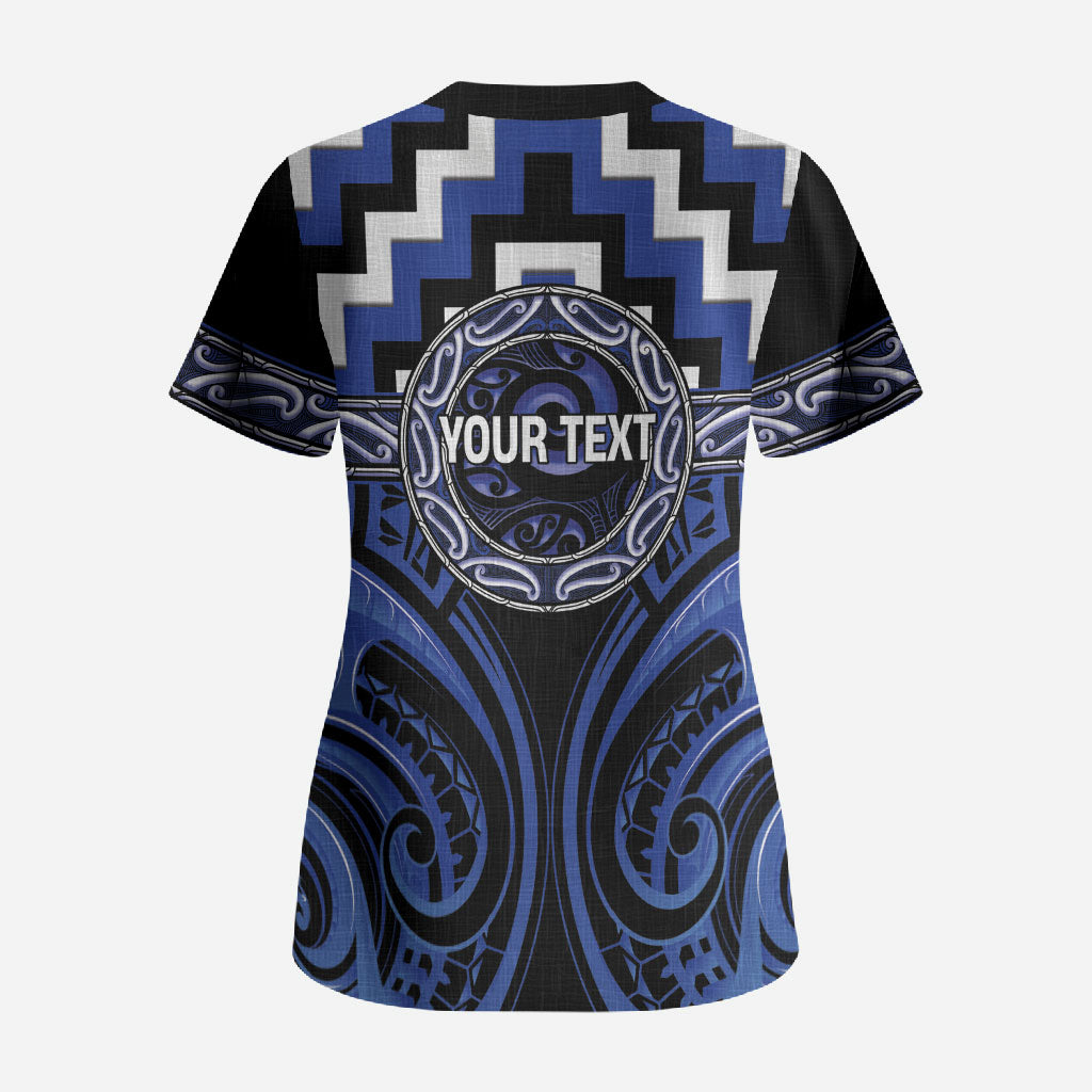 Aotearoa Ngati Tuwharetoa Personalised Scrub Top Maori Iwi Poutama Puhoro Tattoo LT14 - Polynesian Pride