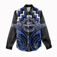 Aotearoa Ngati Tuwharetoa Personalised Women Casual Shirt Maori Iwi Poutama Puhoro Tattoo LT14 - Polynesian Pride