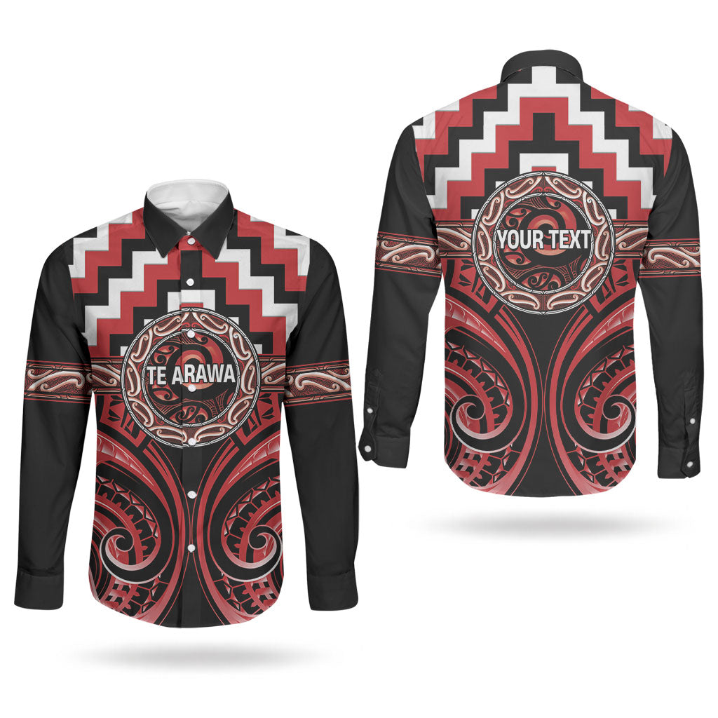 Aotearoa Te Arawa Personalised Couples Matching Off The Shoulder Long Sleeve Dress and Long Sleeve Button Shirt Maori Iwi Poutama Puhoro Tattoo LT14 - Polynesian Pride