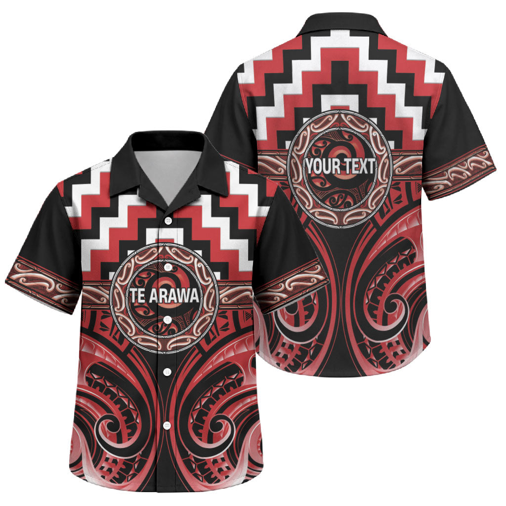 Aotearoa Te Arawa Personalised Family Matching Off Shoulder Short Dress and Hawaiian Shirt Maori Iwi Poutama Puhoro Tattoo LT14 Son's Shirt Red - Polynesian Pride