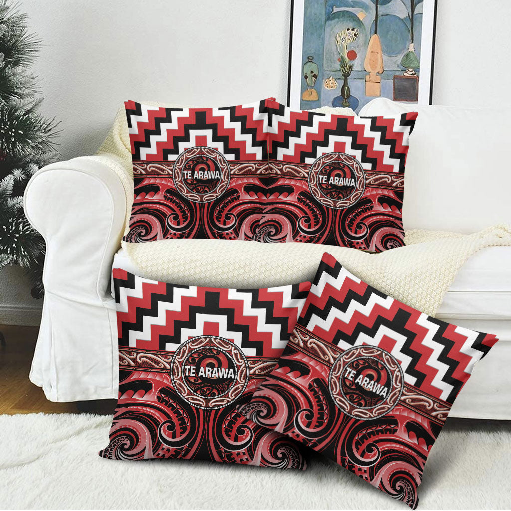 Aotearoa Te Arawa Pillow Cover Maori Iwi Poutama Puhoro Tattoo LT14 - Polynesian Pride