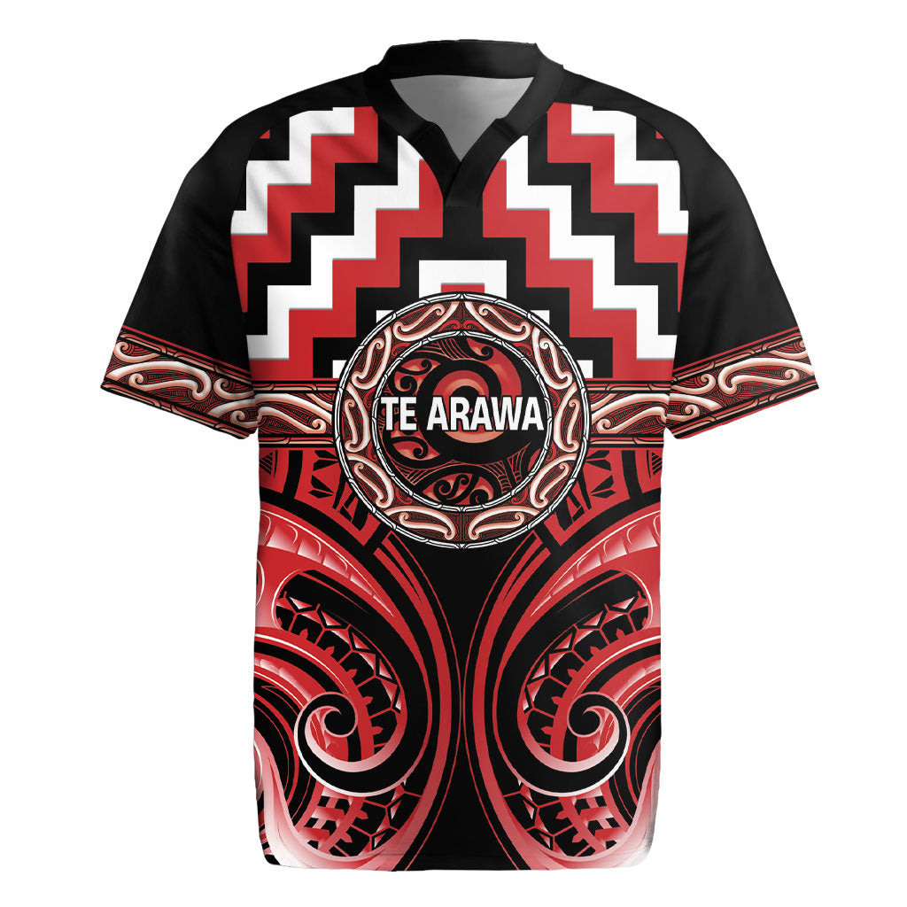 Aotearoa Te Arawa Personalised Rugby Jersey Maori Iwi Poutama Puhoro Tattoo LT14 Red - Polynesian Pride