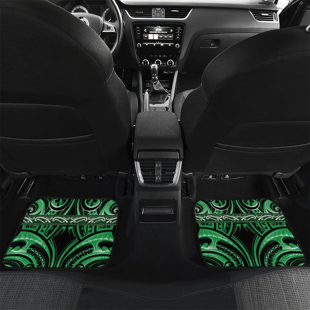 Aotearoa Ngai Tahu Personalised Car Mats Maori Iwi Poutama Puhoro Tattoo LT14 Set 2pcs - Back Green - Polynesian Pride