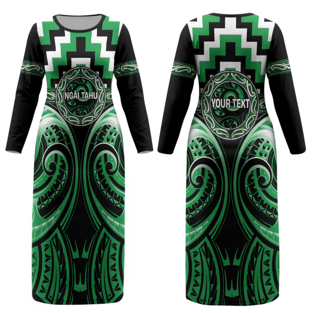 Aotearoa Ngai Tahu Personalised Couples Matching Long Sleeve Bodycon Dress and Long Sleeve Button Shirt Maori Iwi Poutama Puhoro Tattoo LT14 - Polynesian Pride