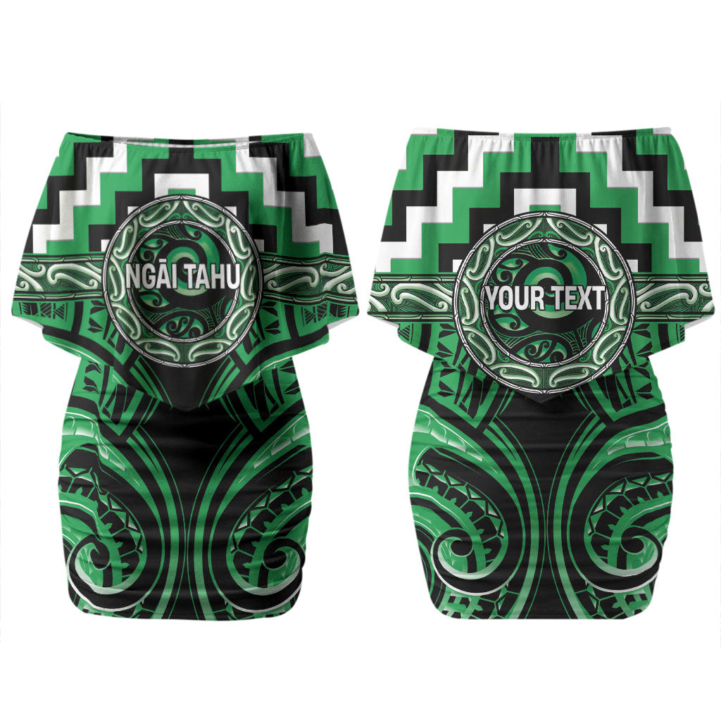 Aotearoa Ngai Tahu Personalised Couples Matching Off Shoulder Short Dress and Hawaiian Shirt Maori Iwi Poutama Puhoro Tattoo LT14 - Polynesian Pride