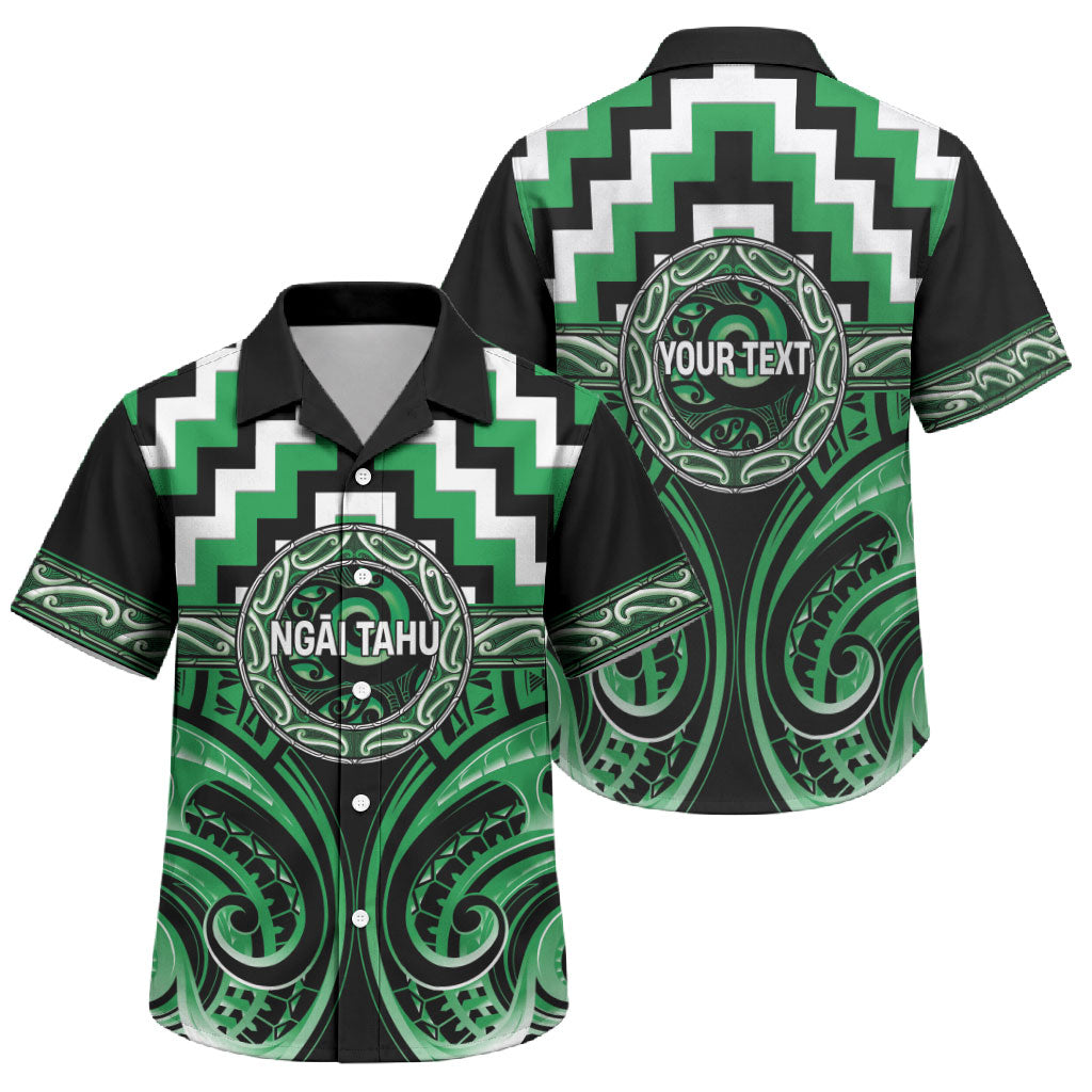 Aotearoa Ngai Tahu Personalised Family Matching Summer Maxi Dress and Hawaiian Shirt Maori Iwi Poutama Puhoro Tattoo LT14 Son's Shirt Green - Polynesian Pride