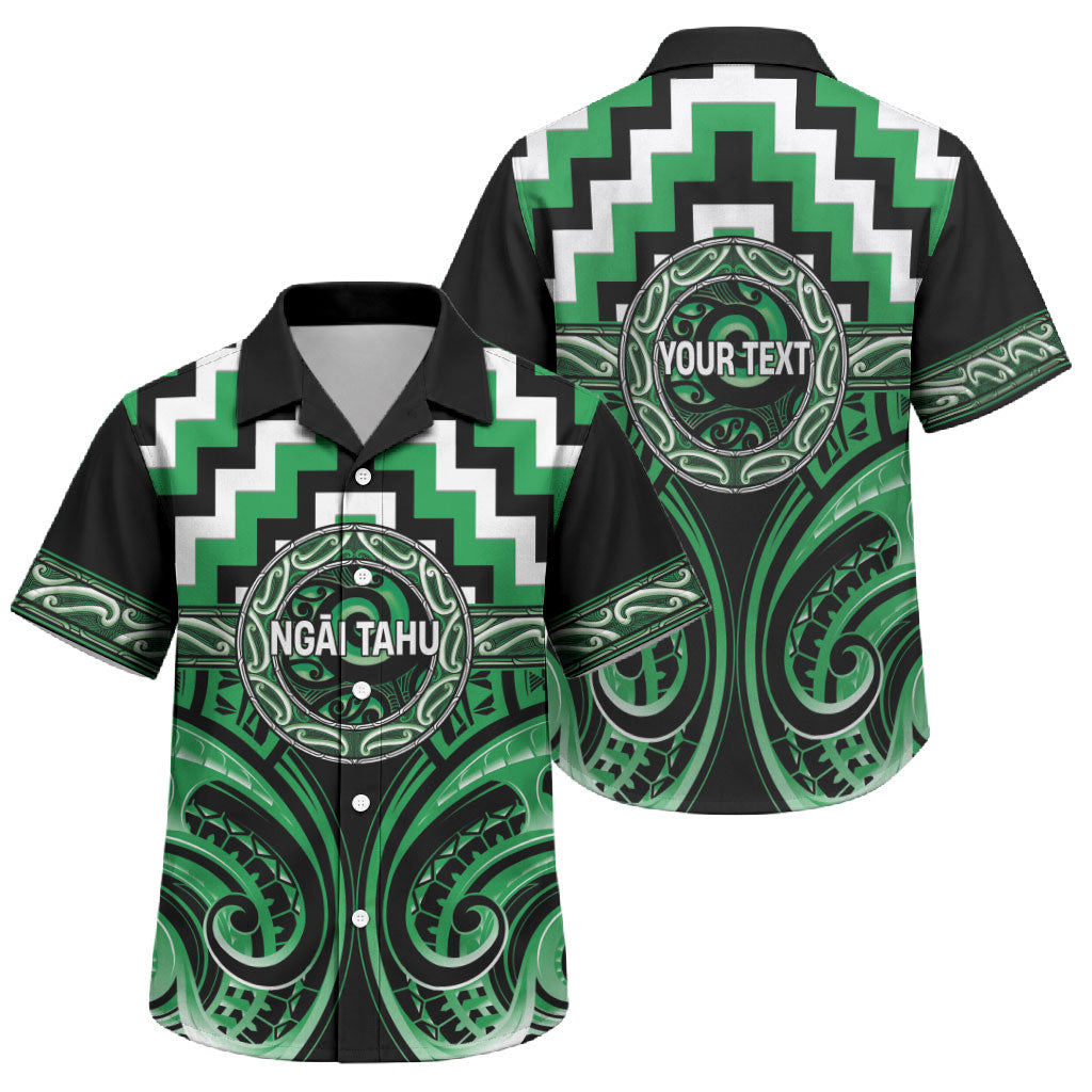 Aotearoa Ngai Tahu Personalised Family Matching Tank Maxi Dress and Hawaiian Shirt Maori Iwi Poutama Puhoro Tattoo LT14 Son's Shirt Green - Polynesian Pride