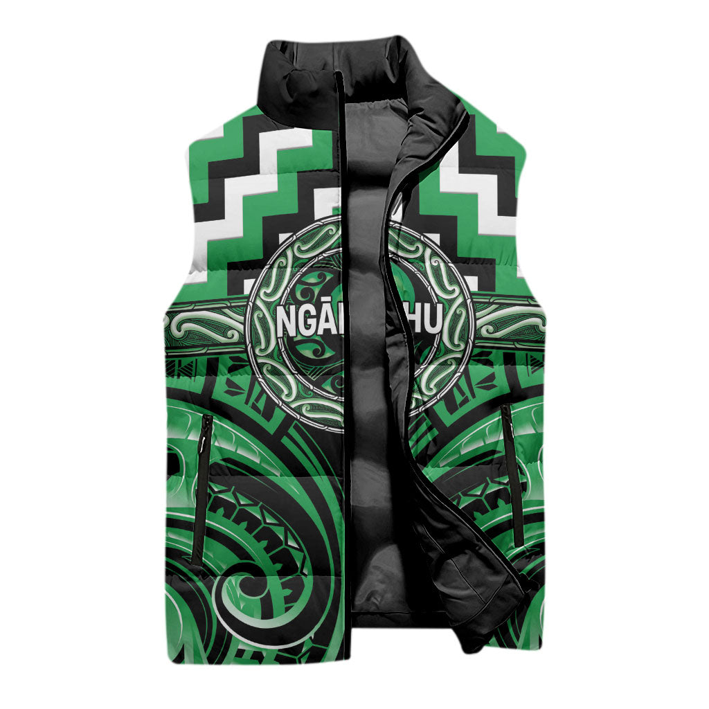 Aotearoa Ngai Tahu Personalised Sleeveless Puffer Jacket Maori Iwi Poutama Puhoro Tattoo LT14 - Polynesian Pride