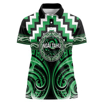 Aotearoa Ngai Tahu Personalised Women Polo Shirt Maori Iwi Poutama Puhoro Tattoo LT14 Female Green - Polynesian Pride