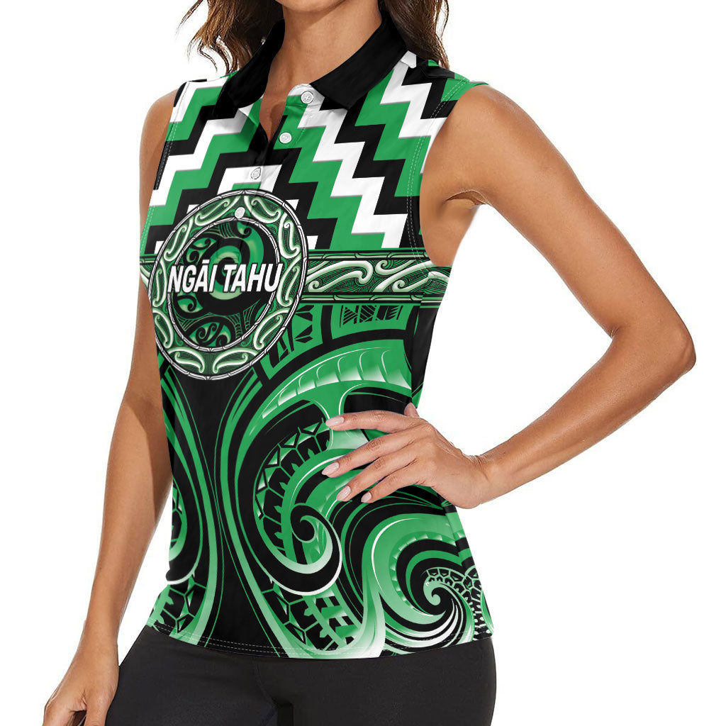 Aotearoa Ngai Tahu Personalised Women Sleeveless Polo Shirt Maori Iwi Poutama Puhoro Tattoo LT14 - Polynesian Pride