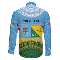 Personalised Malampa Fiji Day Family Matching Off Shoulder Short Dress and Hawaiian Shirt 10 October Fijian Tapa Flag Style