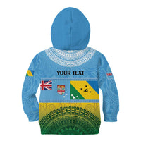 Personalised Malampa Fiji Day Kid Hoodie 10 October Fijian Tapa Flag Style