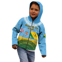 Personalised Malampa Fiji Day Kid Hoodie 10 October Fijian Tapa Flag Style