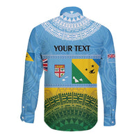 Personalised Malampa Fiji Day Long Sleeve Button Shirt 10 October Fijian Tapa Flag Style