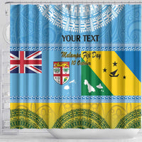 Personalised Malampa Fiji Day Shower Curtain 10 October Fijian Tapa Flag Style