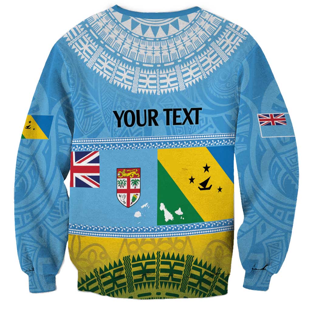 Personalised Malampa Fiji Day Sweatshirt 10 October Fijian Tapa Flag Style LT14 - Polynesian Pride