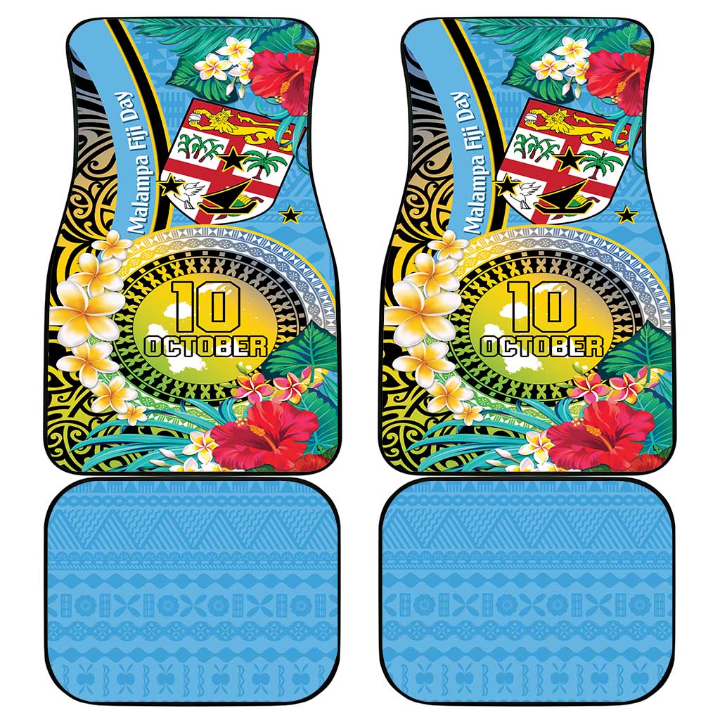 Vanuatu Malampa Fiji Day Car Mats Happy 10 October With Maps Tropical Flowers