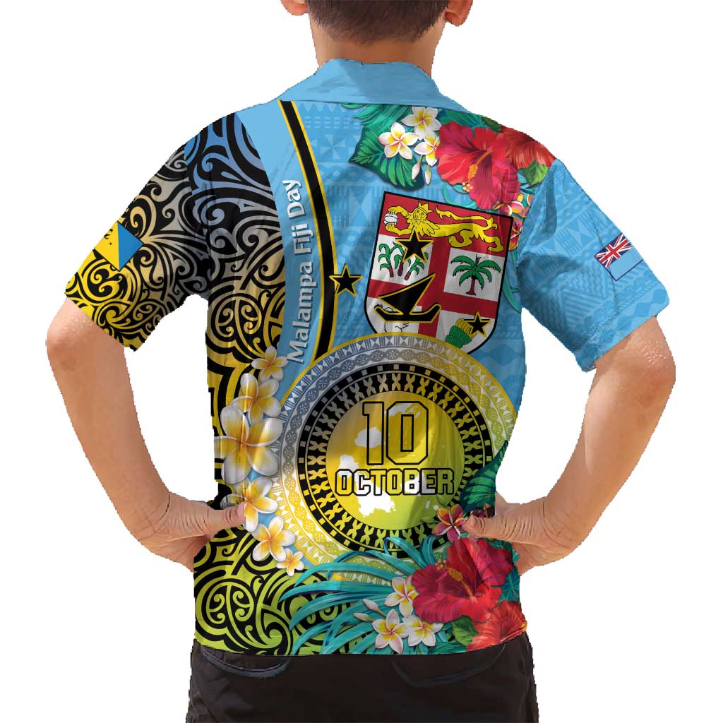 Vanuatu Malampa Fiji Day Family Matching Long Sleeve Bodycon Dress and Hawaiian Shirt Happy 10 October With Maps Tropical Flowers LT14 - Polynesian Pride