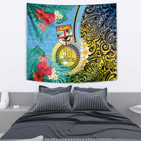 Vanuatu Malampa Fiji Day Tapestry Happy 10 October With Maps Tropical Flowers